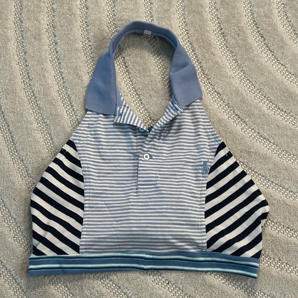 Ralph Lauren Tops - Vintage Y2K Ralph Lauren Polo Striped Cropped Halter Tie-Back Top - S/M